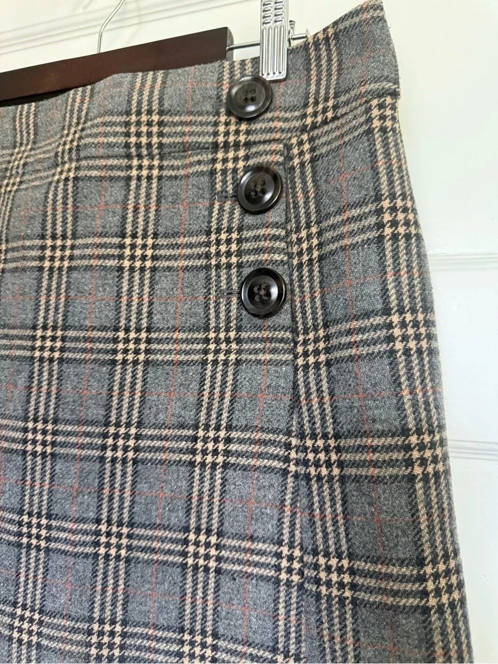 Vintage Y2K GAP Plaid Wool Mini Skirt in Yellow and Gray Dark Academia Sz 2